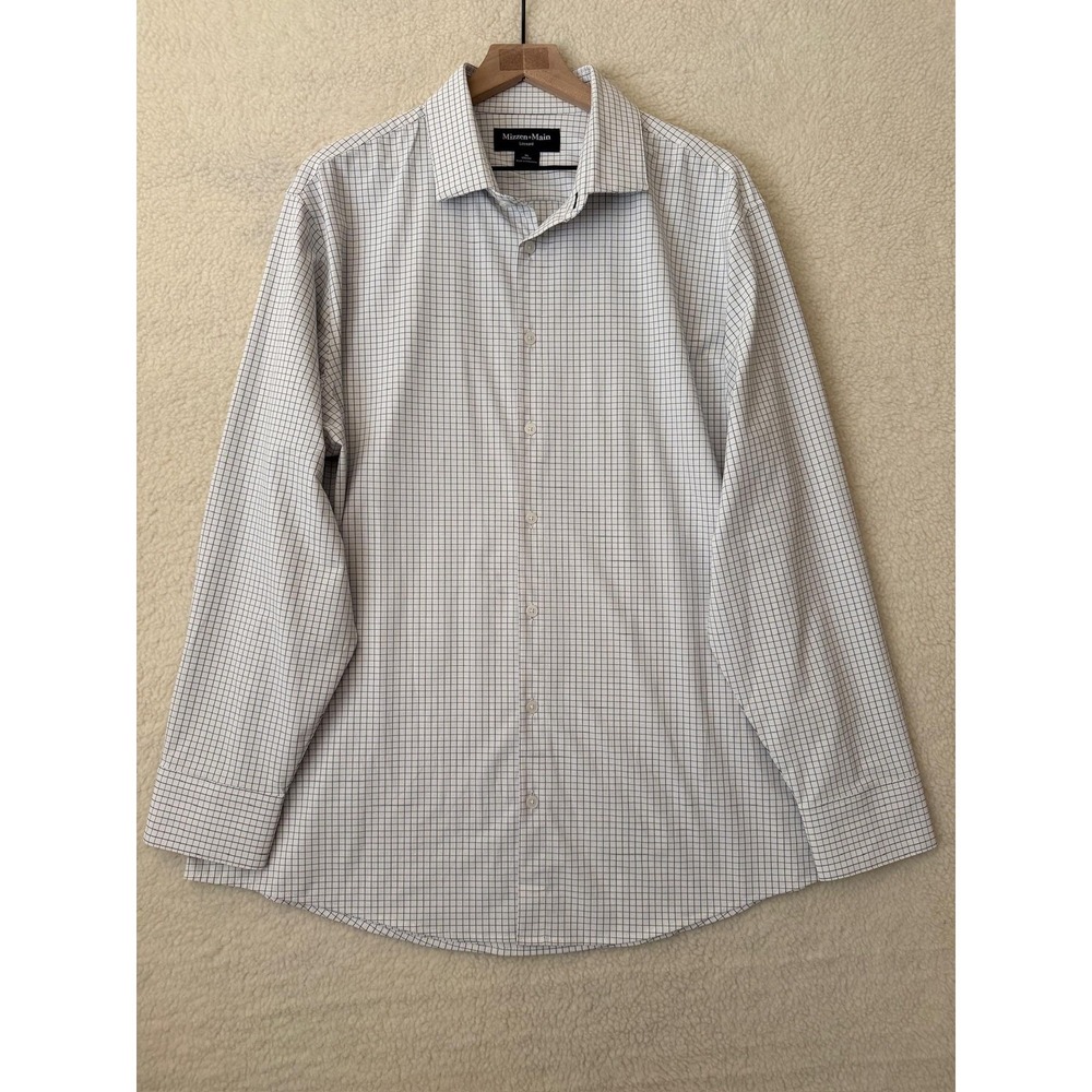 Mizzen+Main Leeward Dress Shirt Mens XL White Check Classic Stretch 1WS-0903